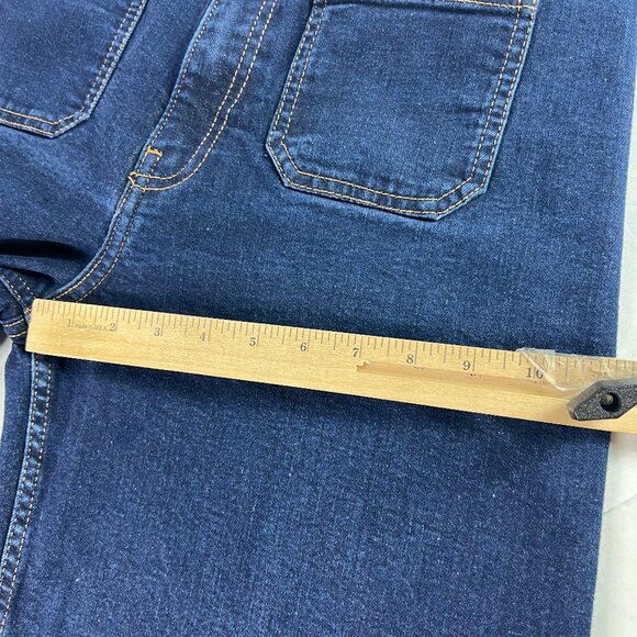 Zara Jean Women 31x27* Marine Straight High Rise Wide Leg Dark Blue Denim Tag 10 - Picture 14 of 16